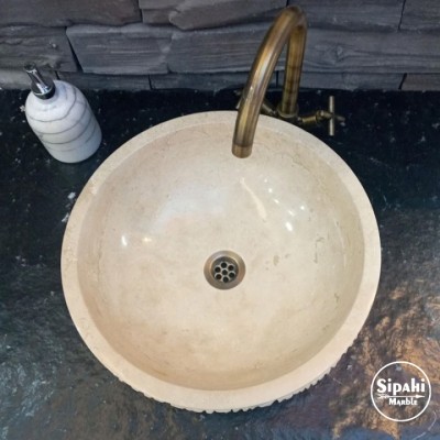 Traverten Özel Dizayn Dışı Patlatma Çanak Lavabo Traverten Özel Dizayn Dışı Patlatma Çanak Lavabo