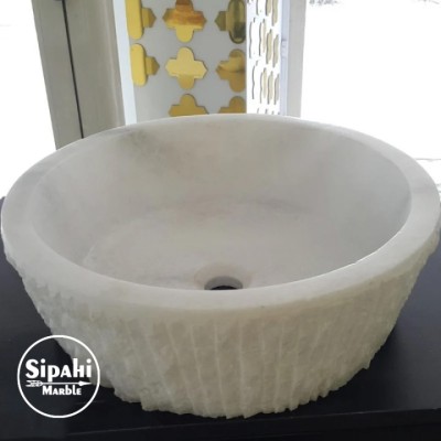 Beyaz Mermer Dışı Dikey Patlatma Lavabo Beyaz Mermer Dışı Dikey Patlatma Lavabo