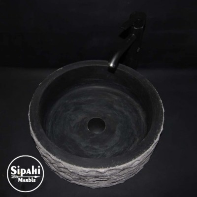 Bazalt Siyah Dışı Çizik Patlatma Silindir Lavabo Bazalt Siyah Dışı Çizik Patlatma Silindir Lavabo