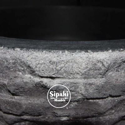 Bazalt Siyah Dışı Çizik Patlatma Silindir Lavabo Bazalt Siyah Dışı Çizik Patlatma Silindir Lavabo
