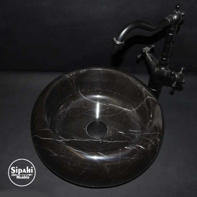 Toros Siyah Mermer Midi Bombeli Lavabo Toros Siyah Mermer Midi Bombeli Lavabo