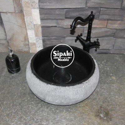 Bazalt Siyah Mucartalı Gizli Giderli Bombeli Lavabo Bazalt Siyah Mucartalı Gizli Giderli Bombeli Lavabo