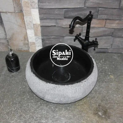 Bazalt Siyah Mucartalı Gizli Giderli Bombeli Lavabo Bazalt Siyah Mucartalı Gizli Giderli Bombeli Lavabo