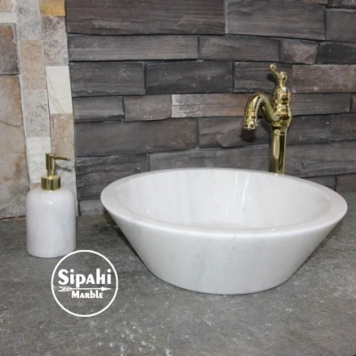 Beyaz Mermer V Model Lavabo Beyaz Mermer V Model Lavabo