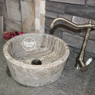 Gümüş Traverten V Çanak Lavabo Gümüş Traverten V Çanak Lavabo