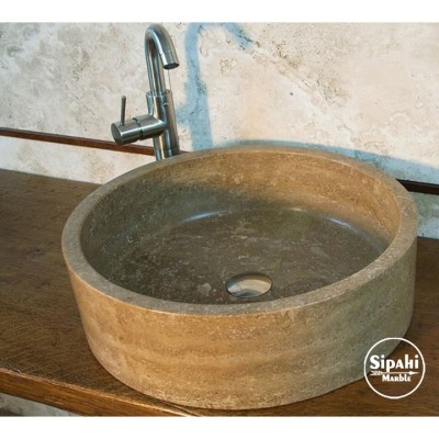 Noche Travertine Cylinder Sink Noche Travertine Cylinder Sink