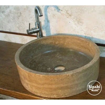 Noche Traverten Silindir Lavabo Noche Traverten Silindir Lavabo