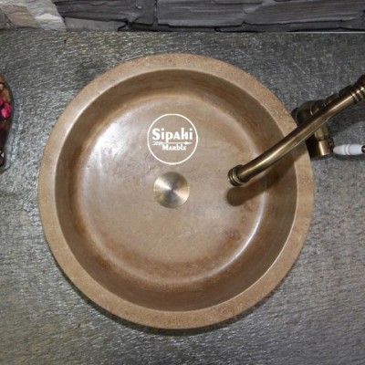 Noche Travertine Cylinder Sink Noche Travertine Cylinder Sink