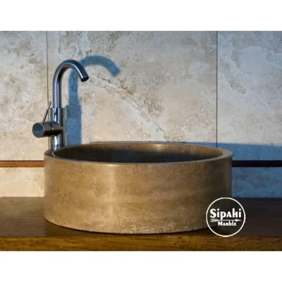 Noche Traverten Silindir Lavabo Noche Traverten Silindir Lavabo