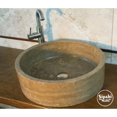 Noche Traverten Silindir Lavabo Noche Traverten Silindir Lavabo
