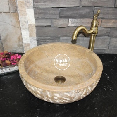 Noche Traverten Dışı Oyma Çanak Lavabo Noche Traverten Dışı Oyma Çanak Lavabo