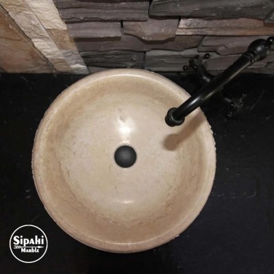 Klasik Traverten Dikey Patlatma Lavabo Klasik Traverten Dikey Patlatma Lavabo