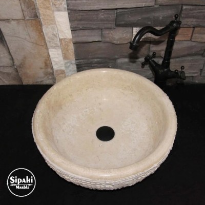 Klasik Traverten Dikey Patlatma Lavabo Klasik Traverten Dikey Patlatma Lavabo