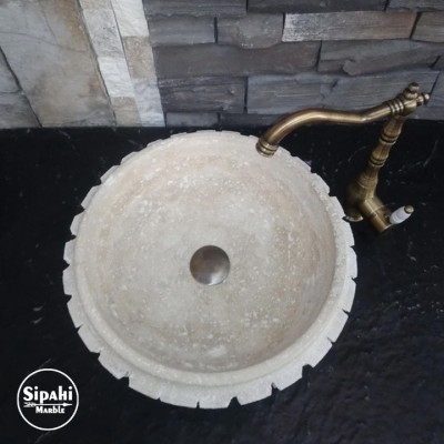 Klasik Light Traverten Dışı Dikey Patlatma Lavabo Klasik Light Traverten Dışı Dikey Patlatma Lavabo