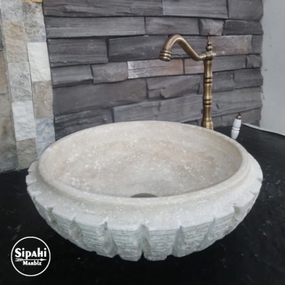 Klasik Light Traverten Dışı Dikey Patlatma Lavabo Klasik Light Traverten Dışı Dikey Patlatma Lavabo