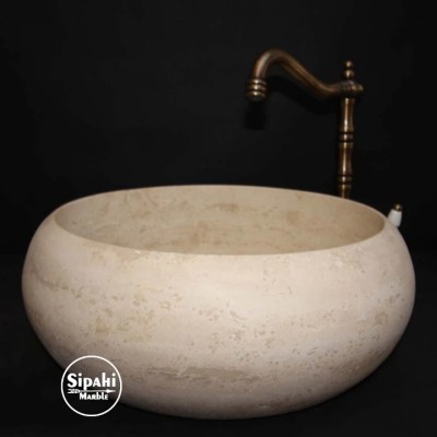 Traverten Bombeli Dizayn Lavabo Traverten Bombeli Dizayn Lavabo