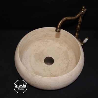 Traverten Bombeli Dizayn Lavabo Traverten Bombeli Dizayn Lavabo