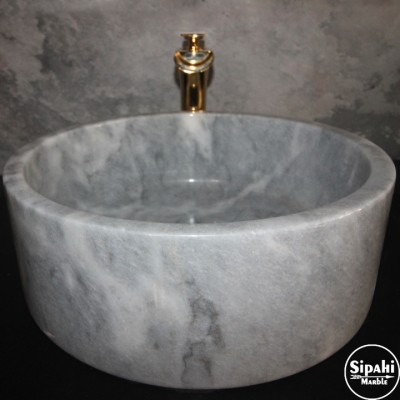 Gri Mermer Silindir Lavabo Gri Mermer Silindir Lavabo