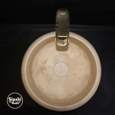 Traverten Gider Kapaklı Bombeli Dizayn Lavabo Traverten Gider Kapaklı Bombeli Dizayn Lavabo