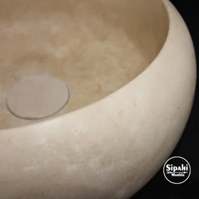 Traverten Gider Kapaklı Bombeli Dizayn Lavabo Traverten Gider Kapaklı Bombeli Dizayn Lavabo