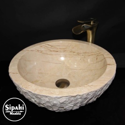 Bej Mermer Dışı Doğal Patlatma Lavabo Bej Mermer Dışı Doğal Patlatma Lavabo
