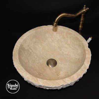 Traverten Doğal Patlatma Çanak Lavabo Traverten Doğal Patlatma Çanak Lavabo