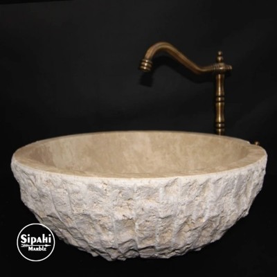 Traverten Doğal Patlatma Çanak Lavabo Traverten Doğal Patlatma Çanak Lavabo