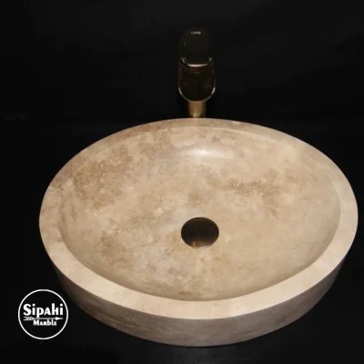 Traverten Oval Tasarım Lavabo