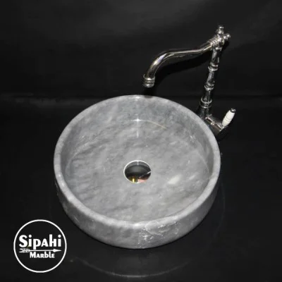 Gri Mermer Armut Tasarım Lavabo Gri Mermer Armut Tasarım Lavabo