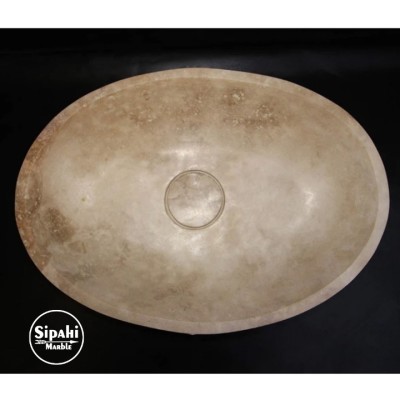 Traverten Gizli Giderli Oval Tasarım Lavabo Traverten Gizli Giderli Oval Tasarım Lavabo