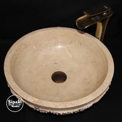 Traverten Dikey Patlatma Tasarım Lavabo Traverten Dikey Patlatma Tasarım Lavabo