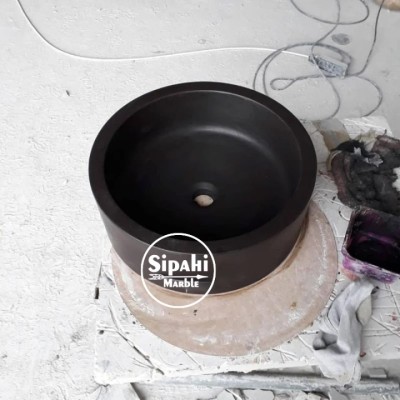 Bazalt Siyah Silindir Lavabo Bazalt Siyah Silindir Lavabo