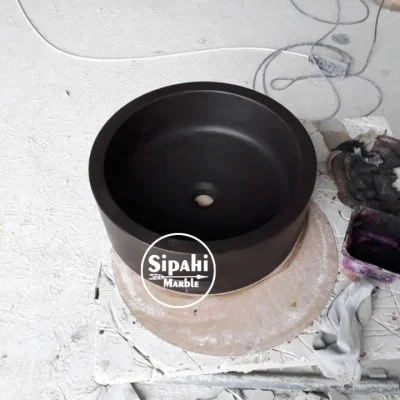 Bazalt Siyah Silindir Lavabo Bazalt Siyah Silindir Lavabo