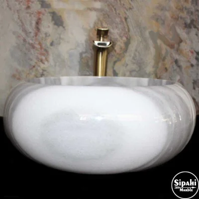 Marmara Dikey Pijamalı Bombeli Lavabo Marmara Dikey Pijamalı Bombeli Lavabo