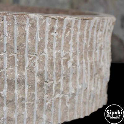 Noche Traverten Silindir Dikey Patlatma Lavabo