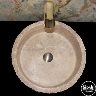 Noche Traverten Silindir Dikey Patlatma Lavabo