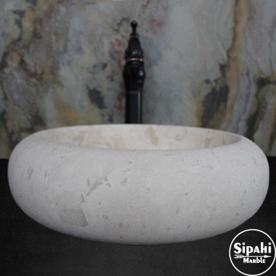 Light Traverten Basık Bombeli Lavabo Light Traverten Basık Bombeli Lavabo