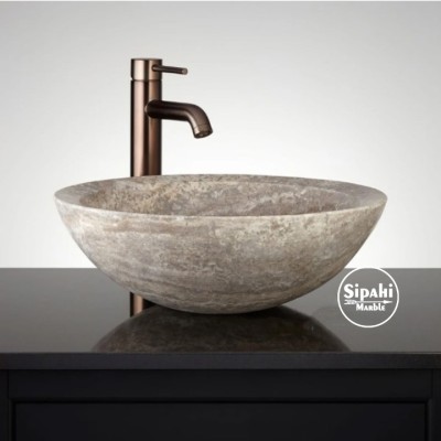 Gümüş Traverten Çanak Lavabo Gümüş Traverten Çanak Lavabo