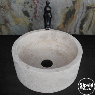 Light Traverten Silindir Lavabo Light Traverten Silindir Lavabo