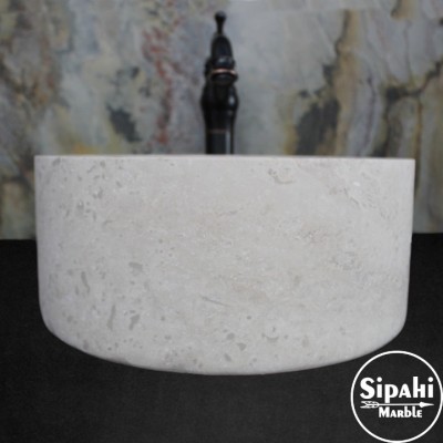 Light Traverten Silindir Lavabo Light Traverten Silindir Lavabo