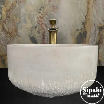 Kristal Sarılı Dışı Dizayn Dikey Patlatma Lavabo Kristal Sarılı Dışı Dizayn Dikey Patlatma Lavabo