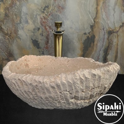 Traverten Çanak Model Doğal Patlatma Lavabo Traverten Çanak Model Doğal Patlatma Lavabo