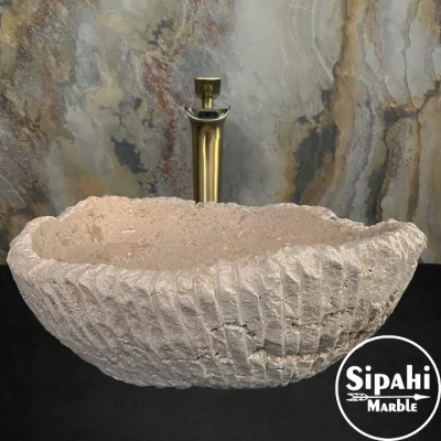 Traverten Çanak Model Doğal Patlatma Lavabo Traverten Çanak Model Doğal Patlatma Lavabo