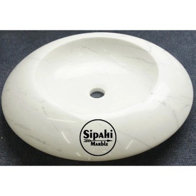 Afyon Beyaz Mermer Basık Oval Lavabo Afyon Beyaz Mermer Basık Oval Lavabo