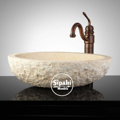 Bej Mermer Dışı Patlatma Çanak Lavabo Bej Mermer Dışı Patlatma Çanak Lavabo