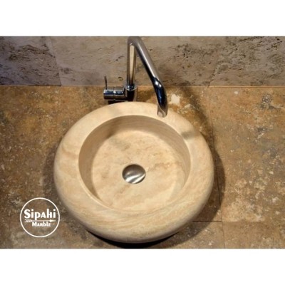 Traverten Basık Bombeli Lavabo Traverten Basık Bombeli Lavabo