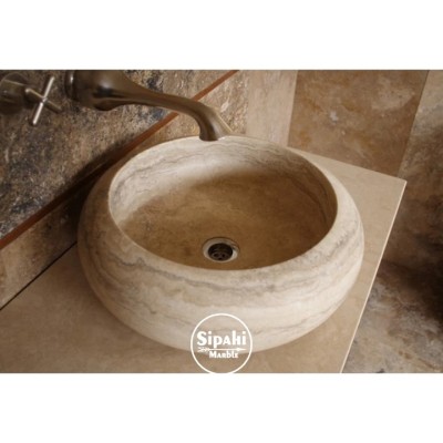 Traverten Bombeli Lavabo Traverten Bombeli Lavabo