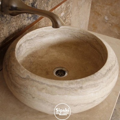 Traverten Bombeli Lavabo Traverten Bombeli Lavabo