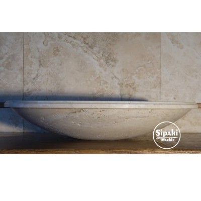 Traverten İnce Yuvarlak Lavabo Traverten İnce Yuvarlak Lavabo