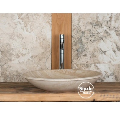 Traverten İnce Yuvarlak Lavabo Traverten İnce Yuvarlak Lavabo